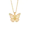 Zircon Butterfly Pendant Necklace with Water Wave Chain