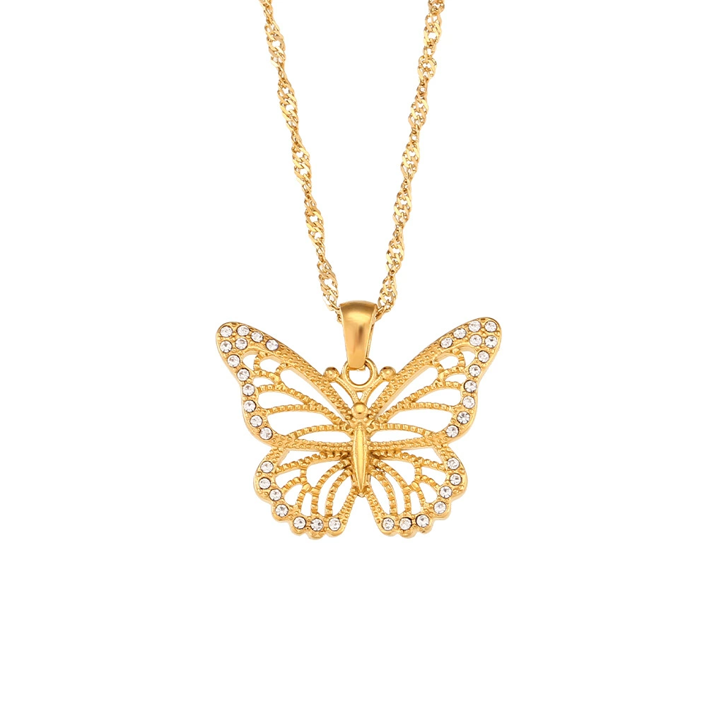 Butterfly pendant with shimmering zircon