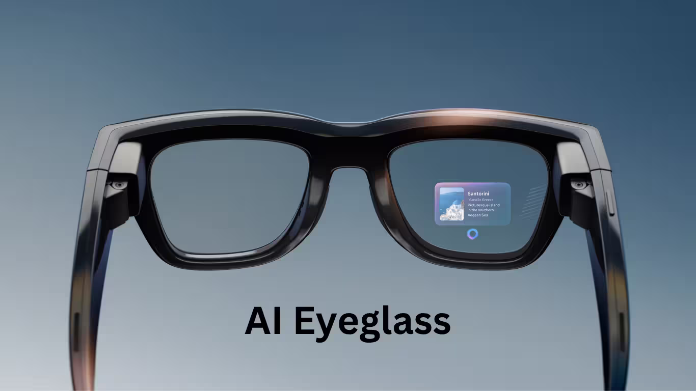 AI smart glasses wearable device with camera and voice assistant technology for hands free use