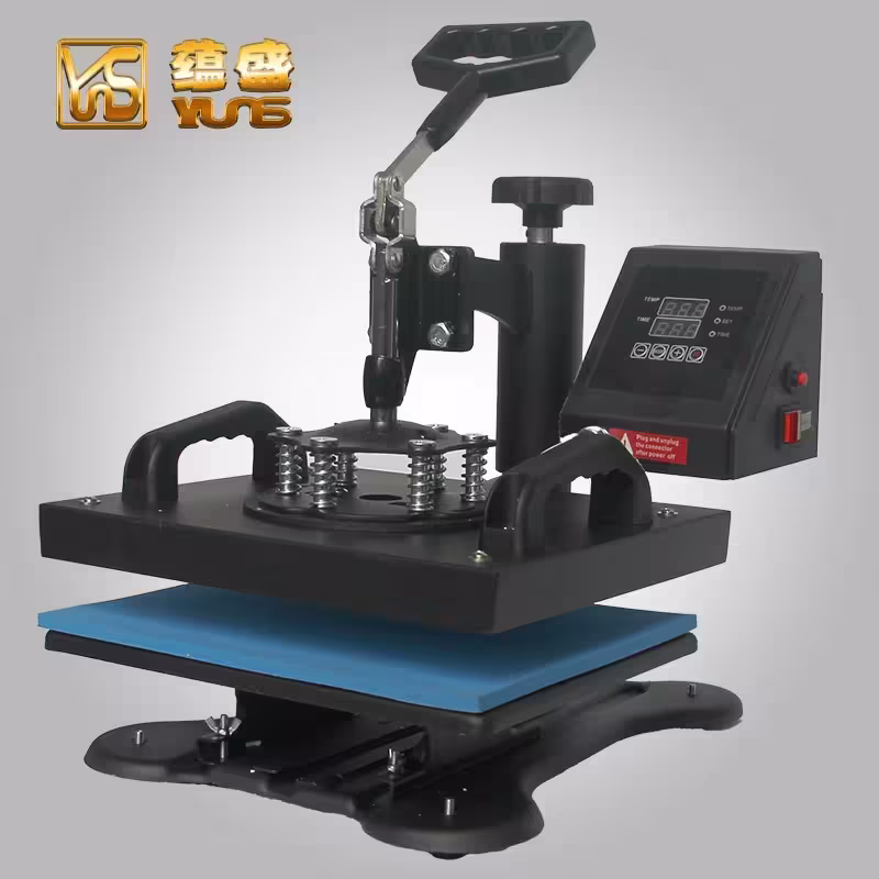 Heat press machine in use for t-shirt printing process